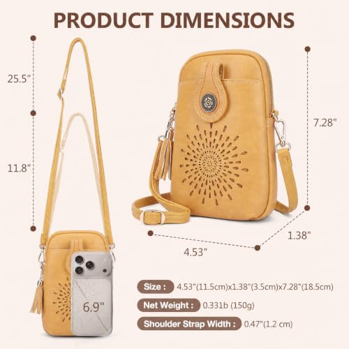 Image of APHISON Small Crossbody Bags for Women, Lightweight Vegan Leather Cell Phone Purse, Cute Purses with Tassels