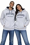 Oxford University OU129 Licensed Zipped Unisex Hooded Sweatshirt Grey XL