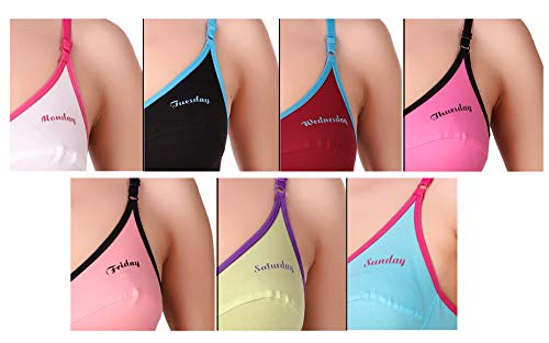 Image of KEOTI Cotton Lycra Printed Bras - Pack of 7 (Weekdays Printed i.e., Sunday, Monday,..)
