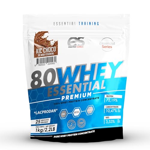 ESSENTIAL NUTRITION - WHEY PROTEIN 80 | Favorece el Crecimiento Muscular y la Recuperación | Proteína de Suero Concentrada | Rápida Absorción y Alto Valor Biológico