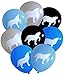 Nerdy Words Wolf Latex Balloons (16 pcs) (Blues, Silver & Black)