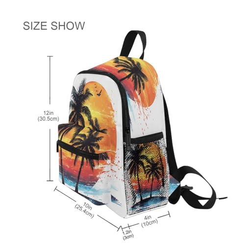 ALAZA Toddler Backpacks for Boys Girls Doodle Sunset Palm Trees Kids Backpack with Chest Clip and Name Tag,M4