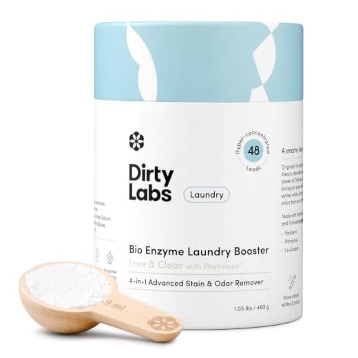 Dirty Labs | Scent Free | Bio Enzyme Laundry Booster | 48 Loads (1 lb) | Hyper Concentrated | High Efficiency & Standard Machine Washer | Nontoxic, Biodegradable | Stain & Odor Removal Enzyme Boosters