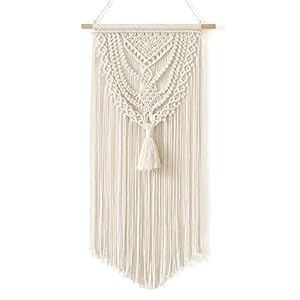 BONTHEE macramé wandbehang geweven tapijt wooncultuur handgemaakte katoen boho kamerdecoratie – beige