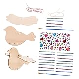 ibasenice 木製鳥の風鈴キット ウィンドチャイム りさげ装飾 パティオ バルコニー ガーデン向け 再利用素材 無地デザイン