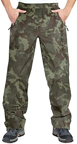 33,000ft Men's Rain Pants, Waterproof Rain Over Pants, Windproof Outdoor Pants for Hiking, Fishing Camouflage