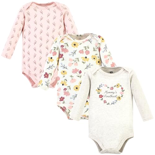 Image of Hudson Baby baby-girls Cotton Long-sleeve Bodysuits 3-pack