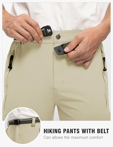 TBMPOY Men's Lightweight Hiking Pants Quick Dry Mountain Fishing Camping Travel Outdoor Pants Thin Creamy White XL