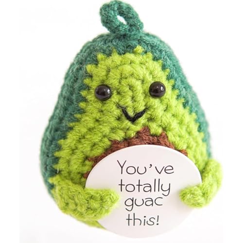 Leyiteng Positive Avocado Gifts, Mental Health Gifts,Good Luck Charm for Boyfriend Girlfirend,Knitted Creative Crochet Inspirational Basket Gofts Christmas Small Xmas Present For Adults Her Men Women