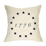 Softxpp America 1776 Home Spring Summer Decorative Throw Pillow Cover, July 4th USA Star Patriotic Sign Cushion Case Decor, Farmhouse Holiday Decoration Seasonal Pillowcase for Sofa Couch 18 x 18 Inch
