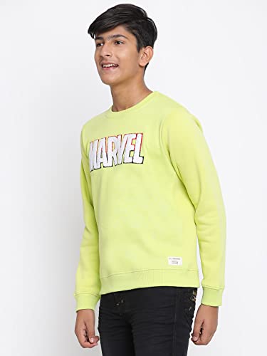 Image of Lil Tomatoes Boys Regular Marvel Fit Printed Round Neck Cotton Fleece Sweatshirt Ecru