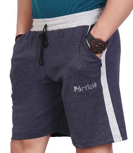 Image of Particle Men's Plus Size Big Size Bermuda Shorts | 230 GSM Ribbed Cotton Half Pant for Men with Deep Side Pockets | Sizes XL-5XL (34-52 Inch Waist)