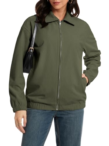 Women's Corduroy Jacket Fall Casual Zip Up Lapel Coat Trendy Winter Barn Jackets3