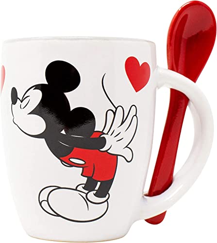 Disney Caneca de café expresso com colher Mickey e Minnie