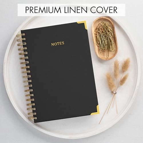 Aesthetic Thick Spiral Notebook Journal For Women in B5 Format - Stylish Linen Hardcover College Ruled Note Book w 300 Lined Pages - Cute Supplies For Bible Study & Staying Organized at Work or School