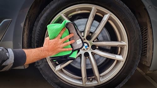 Image of SOFTSPUN Microfiber Cloth for Car Coral 800 GSM 40X60cms 4 Pcs Green+Grey! Extra Thick Microfiber Cleaning Cloths Perfect for Bike, Auto, Cars Both Interior and Exterior.