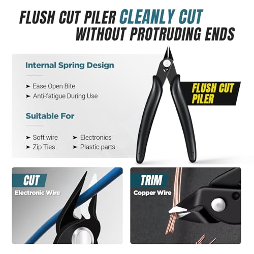 AMPCOM Ethernet Crimping Tool Kit 10-in-1 Pass Through RJ45/RJ11 Network Tool Kit with RJ45 Tester for Cat6/5e RJ45 Connectors, Includes 110 Punch Down Tool & Wire Stripper, Portable Waterproof Bag