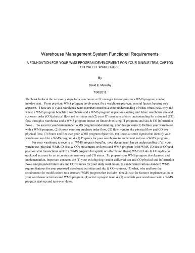 Warehouse Management System Functional Requirements