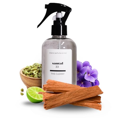 La mejor selección de Fragancias para el hogar - los preferidos. 42 THE CLEANY - Spray Aromatizante Ambiental Premium 250ml para Casa y Telas - Fragancia Tipo Santal 33 - Perfume Concentrado Larga Duración - Aromatizante para Hogar