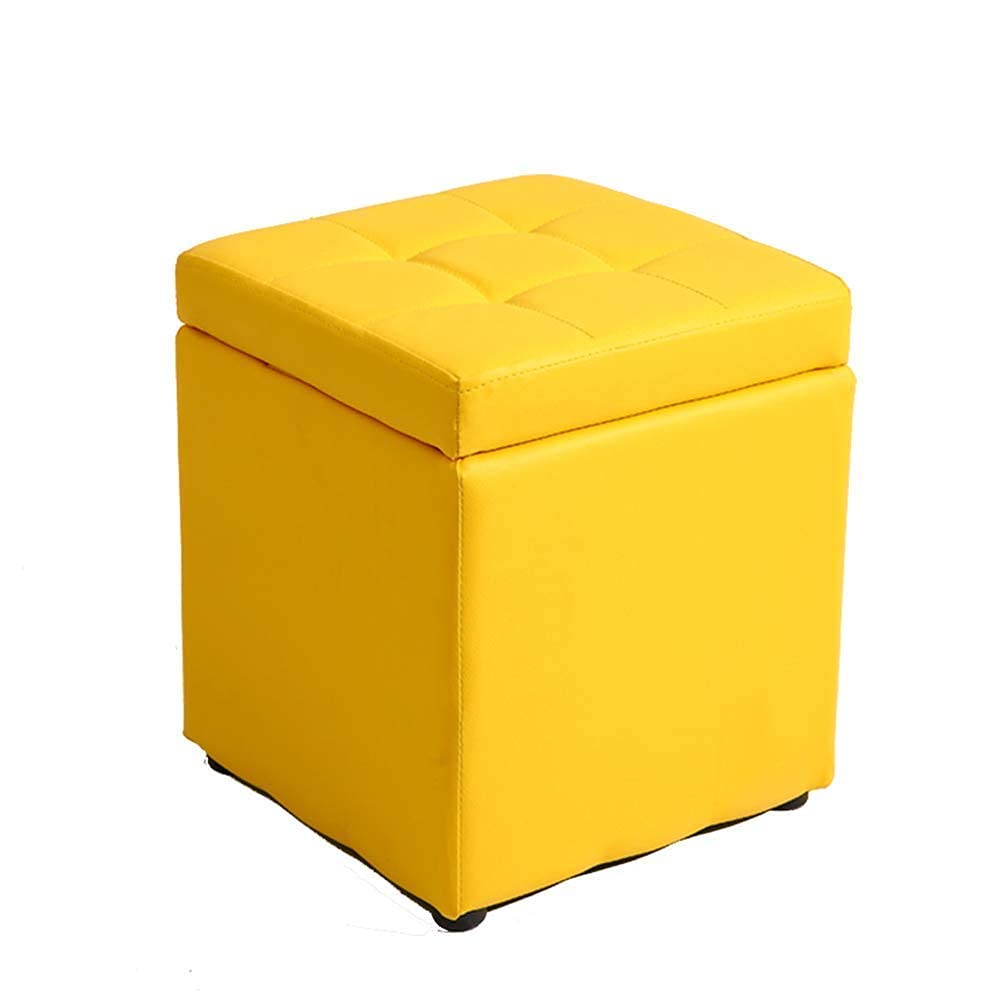 Repose-pieds coffre jaune similicuir pour gagner de la place et ranger la maison