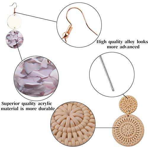 Duufin 24 Pairs Acrylic Earrings Rattan Earrings Mottled Acrylic Hoop Earrings Resin Drop Dangle Earring Polygonal Bohemian Fashion Satement Earrings For Women #TOP2