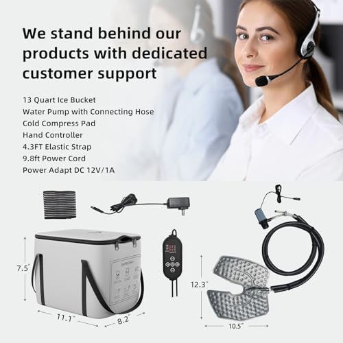 Image of Ice Machine for Knee After Surgery, Cold Therapy for Knee Replacement | Knee Ice Machine with Programmable Timing, Quiet Pump, Portable Knee Replacement Surgery Recovery System