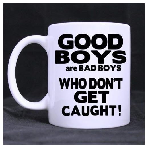 Enkel vit mugg – rolig enkel 'GOD Boys are Bad Boys WHO Don't GET Caught!' Keramisk kaffe vit mugg (325 ml) – bästa gåvorna för fars dag, jul, nyår, födelsedag och festival