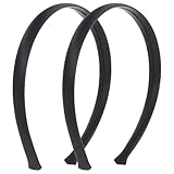 Ouligay 2pcs Black Satin Headbands for Women Fashion Black Thin Head Band Non-Slip Plain Hair Bands DIY Hair Accessories Perfect for Cosplay, Yoga and Daily Wear