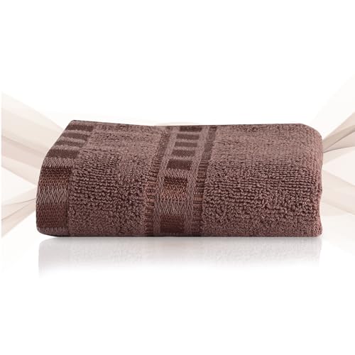Image of Urbane Home Pack of 2 Cotton Hand /Face Towels for Men & Women | Easily Washable | Workout Gym Napkins for Men | Pocket Towel - Brown
