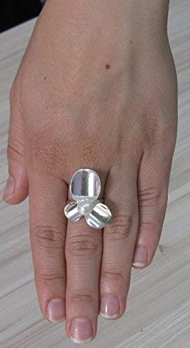 Sterling silber ring Blume mit 8mm perle 925 Empress jewellery Größe 46-69 R001144