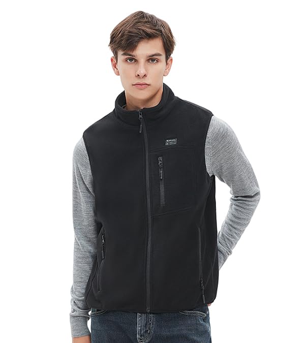 Gilet riscaldante in pile da uomo con power bank, 16000 mAh, 7,4 V, gilet riscaldante elettrico da uomo, con power bank, per caccia, sci, moto all'aperto, M