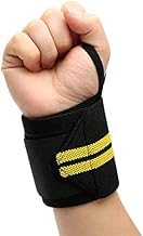 قطعة واحدة من دعامة المعصم بلون اسود واصفر لرفع الاثقال والتمارين الرياضية ودعم قبضة اليد وبناء الجسم بجودة عالية للغاية - ضمان لمدة عام واحد