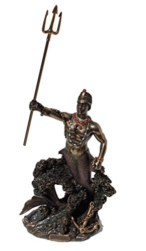 Estatua Olokun propietario del mar profundo bronce miniatura 1
