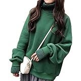 [1/2style] [ニブンノイチスタイル] トレーナー 無地 長袖 ハイ ネック 裏起毛 トップス プルオーバー ウィメン 可愛い ユッタリ 春物 秋物 冬物 レディース (JP, アルファベット, XL, 緑)