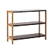 Multiuso Zapatero 3 Baldas de Bambú Natural Estantería Organizador para Entrada Pasillo Nórdico Negro de 70x26x58 cm