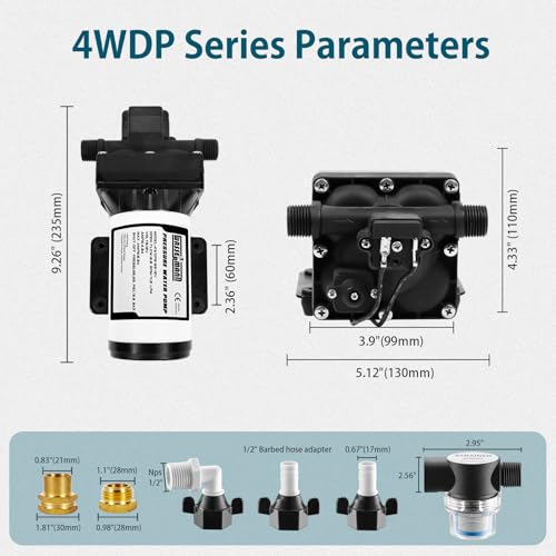 Image of WASSERMANN RV Water Pumps Pressure Pump 115V AC with Pressure Switch, Self-priming Water Pump 5.0GPM 55PSI, Fresh Water Pump for RV Kitchen Barthroom Marine Yacht Garden Diaphragm Pump