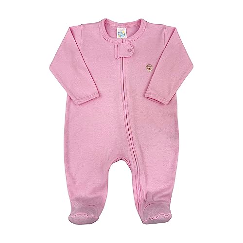 Kit 3 peças - 2 Macacões Bebê Zíper e 1 Conjunto Bebê Malha Canelada Menina (P)