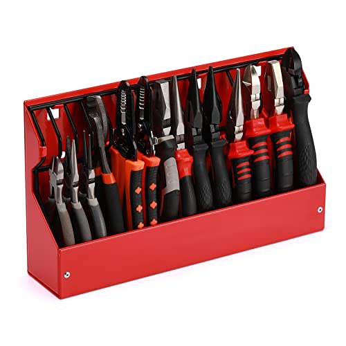 Casoman Plier Organizer Rack, Pliers Cutters Organizer, Black/Red, 14-Slot Plier Rack, Keep Pliers Organized In Tool Drawer #TOP10