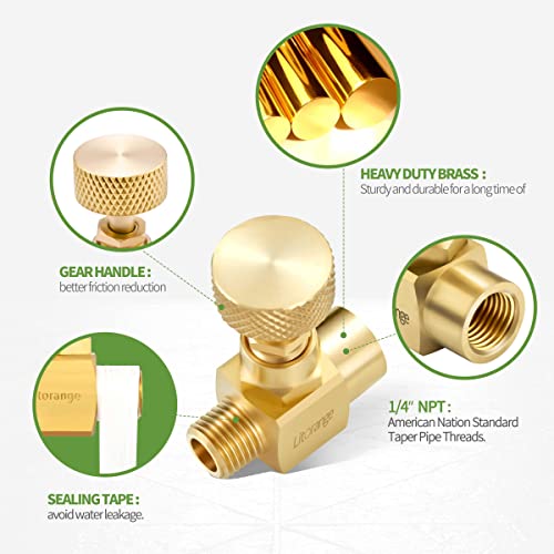 Litorange 121-FM 2 Pack Heavy Duty Brass Replacement Control Needle Valve 1/4 Inch Male Npt X 1/4 Inch Female Npt Connection thumb #2