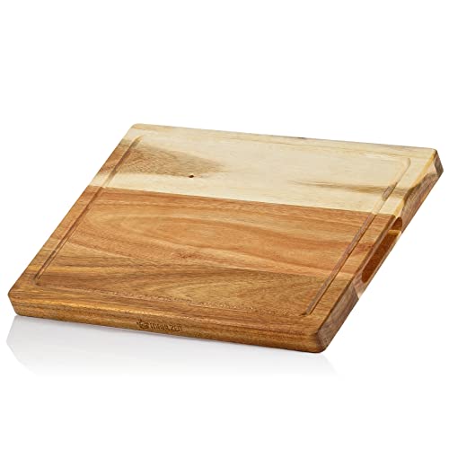 Mahlzeit Tabla de Cortar de Madera de Acacia con Surco | 40 x 30 x 3 cm | Tabla de Servir, de Cortar para la Cocina