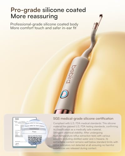 Image of Bebird Earsight Ultra 2K Ear Wax Removal Tool Camera,Pain-Free Ear Cleaner with HD Otoscope,Visual Ear Pick Tweezers, Safe Silicone Tips,Ear Cleaning Kit for Family, FSA HSA Eligible (Champagne Gold)