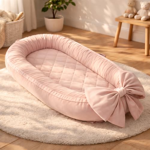 Image of EAQ Baby Lounger, Infant Lounger for Newborn,Portable Baby Nest Cover Breathable & Soft, Newborn Essentials