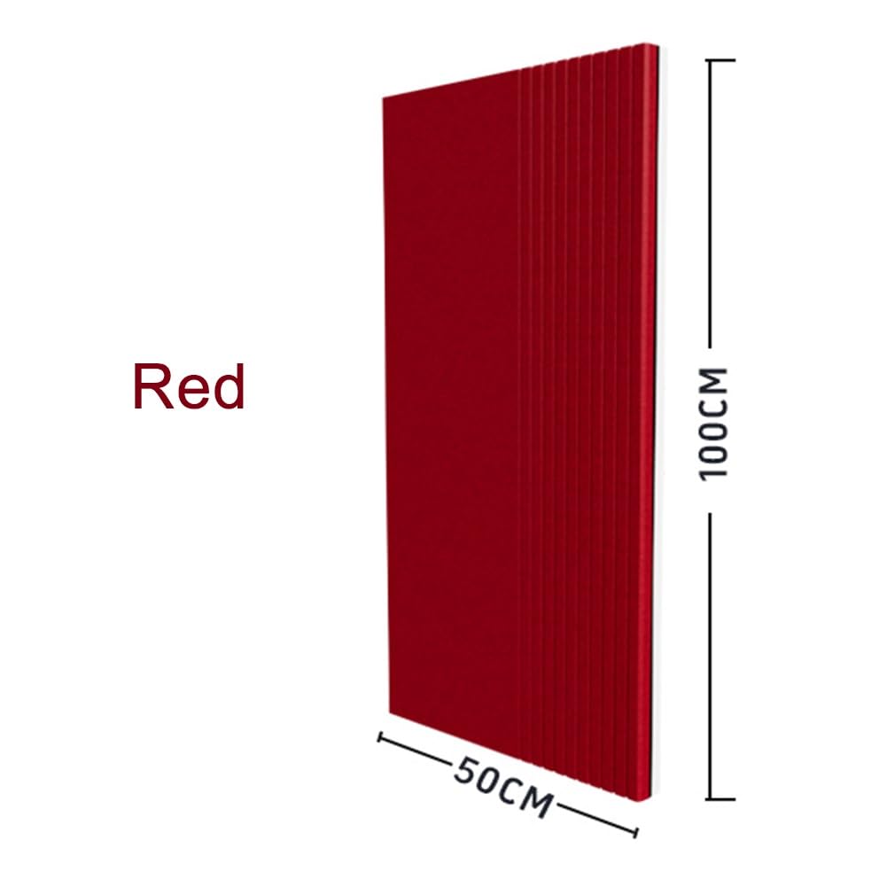 Pannelli Fonoassorbenti Decorativi Texture 3D, Schiuma Insonorizzazione Stanza Antiumidita Adesivi, Pannelli Insonorizzanti per Pareti, Alta Densità(Rosso,100 x 50 cm 3pcs)