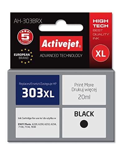 activejet AH-303BRX Encre de Remplacement pour imprimante HP 303XL T6N04AE Noir 20 ML