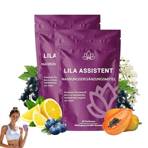 2 Pack Lila Superfood Pulver 200g Lila Pflanzenpulver mit Aronia Papaya Heidelbeere Inulin Ballaststoffreich & Vegan Für Energie & Stoffwechsel (Lila*2)
