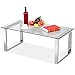 Topeakmart Modern Design Cocktail Coffee Table Tempered Glass Top with Chrome Finish Legs Living Room Furniture
