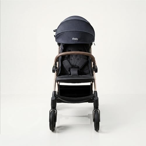 Image of Frido Autofold Travel Stroller for Babies, EN1888 Certified, One-Hand Auto-Fold & 5-Point Safety Harness, Lightweight Travel-Friendly Design with Suspension Wheels (0-4 Years, Gold Haze)