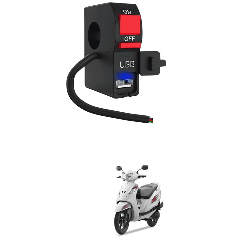 LOVMOTO Universal LED Fog Lights Switch with USB Charging for Bikes Fast Charging, Heavy clamp and Strong ABS Plastic with USB Switch Comfortable with We-go