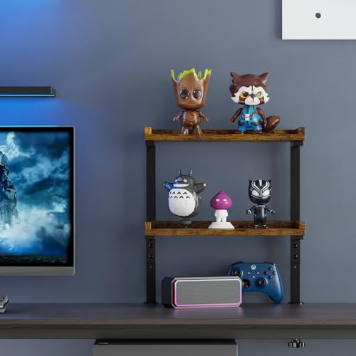 THYGIFTREE Clamp On Desk Shelf 2-Tier, Wood Shelving Unit for Office Gaming Accessories Tabletop Book Storage Rack - Image 4