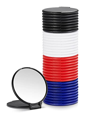 Getinbulk Compact Mirror Bulk, Round Makeup Mirror For Purse, Set Of 36 (4-Color), Black,Blue,White, Red #TOP4